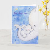 Neuer Baby Boy, Niedliche Elefantenmutter, die ein Karte (Gelbe Blume)