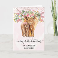 Neuer Baby Girl Highland Kuh Calf Gratulation