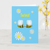 Neuer Baby Glückwunsch Twins Boys Karte (Gelbe Blume)