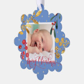 neuer Baby-Junge Frohe Weihnachten Ornament Karte (Linke Ecke)