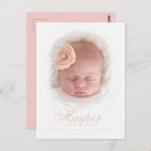 Neuer Baby Rustic Script Foto Geburtsankündigung Postkarte (Vorne/Hinten)