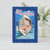 Neuer Baby Winter Urlaub Dankeskarte (Stehend Vorderseite)