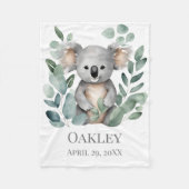 Neuer Babyname Geburtsdatum Koala Bear Fleecedecke (Vorderseite)