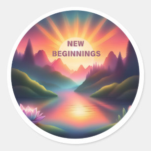 Neuer Beginning-T - Shirt Runder Aufkleber