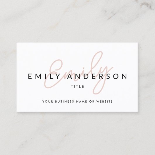 Neuer Beruflicher Rosa-Script-Name QR-Code Visitenkarte (Vorderseite)