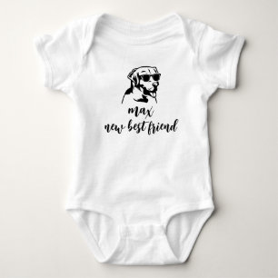 Neuer bester Freund Personalisiert Dog Name Baby G Strampler