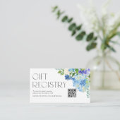 Neuer Blue Hydrangea Baby Showroom QR Code Registr Begleitkarte (Stehend Vorderseite)