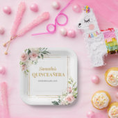 Neuer Blütenblättriger Eukalyptus Gold QUINCEAÑERA Pappteller (Party)