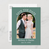 Neuer Bogenrahmen Eukalyptus Save the Date grün Postkarte (Vorne/Hinten)