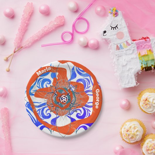 Neuer Deko Orange Strange 2 Namen Pappteller (Party)