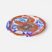 Neuer Deko Orange Strange 2 Namen Pappteller (Schrägansicht)