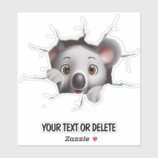 Neuer Durchbruch durch Loch Peeking Niedlicher Koa Aufkleber (Blatt)