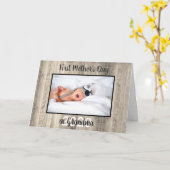 Neuer Erster Muttertag als Oma Foto Wood Karte (Gelbe Blume)