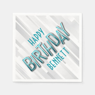 Neuer Erwachsener Aquamariner Geburtstag Serviette
