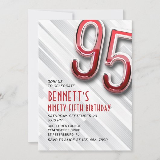 Neuer Erwachsener zum 95. Geburtstag Einladung (Vorderseite)