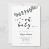 Neuer Eukalyptus-Leaf-Gender-Neutral-Baby-Dusche Einladung (Vorderseite)