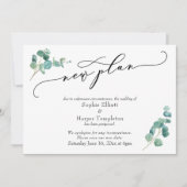 Neuer Eukalyptus-Plan Aufschiebung der Hochzeitsan Einladung (Vorderseite)