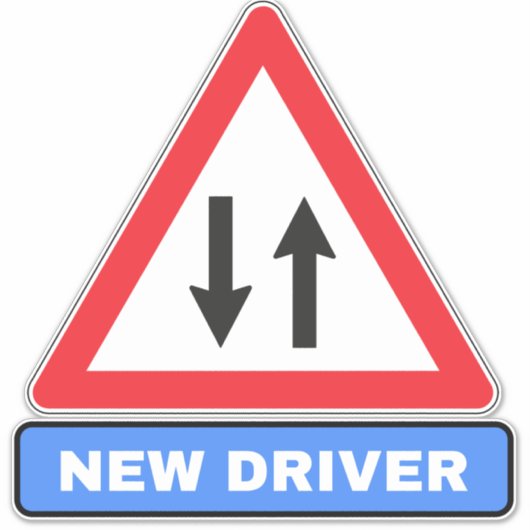 Neuer Fahrer auf der Straße (Autowarnsystem) Aufkleber (Vorderseite)