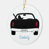 Neuer Fahrer-weibliches blaues personalisiertes Keramikornament (Links)