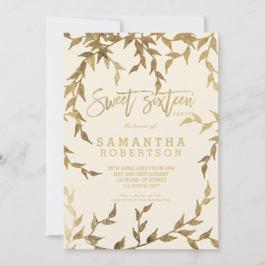 Neuer Fall Gelb Zweig Elfenbein Süße 16 Einladung (Vorderseite)