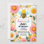 Neuer Frühlingstag Gelb erster Bienentag Geburtsta Einladung (Vorderseite)
