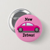 Neuer Führerschein Rosa Auto Knopf Button (Vorne & Hinten)