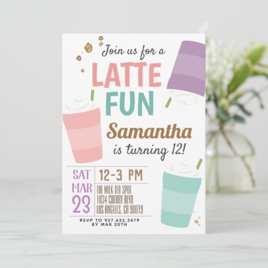 Neuer Fun Coffee Geburtstag Einladung (Stehend Vorderseite)