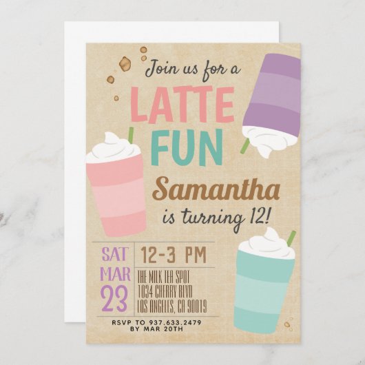 Neuer Fun Coffee Geburtstag Einladung (Vorne/Hinten)