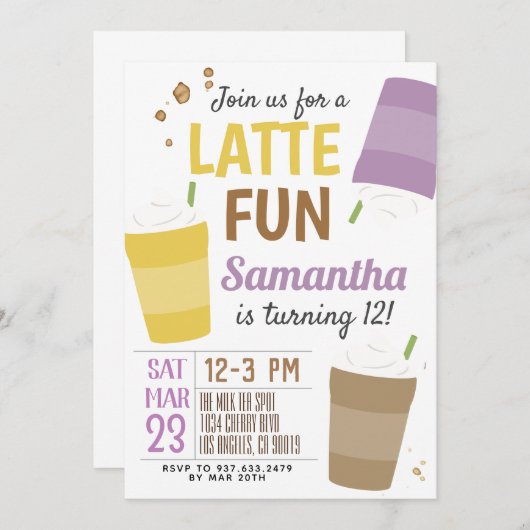 Neuer Fun Coffee Geburtstag Einladung (Vorne/Hinten)