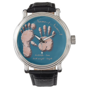 Neuer Fußabdruck einer Kinderhand Armbanduhr