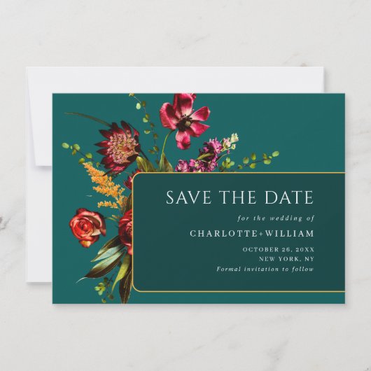 Neuer Garten Blumen Hochzeit QR-Code Save The Date (Vorderseite)