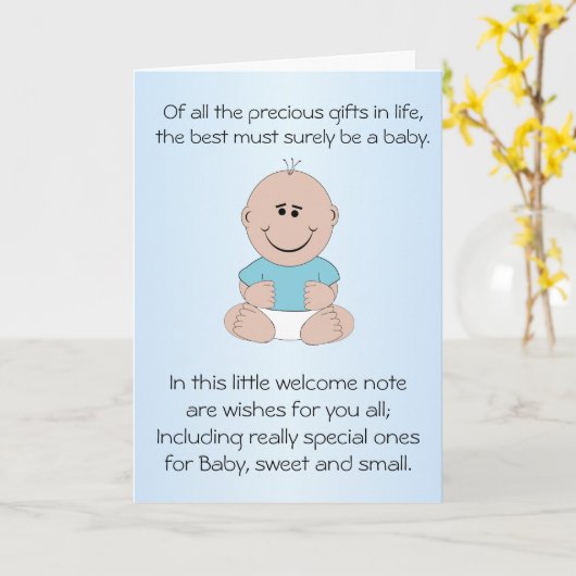 Neuer Geborener Baby Boy Karte (Gelbe Blume)