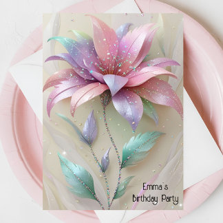 Neuer Geburtstag der rosa Blume Einladung