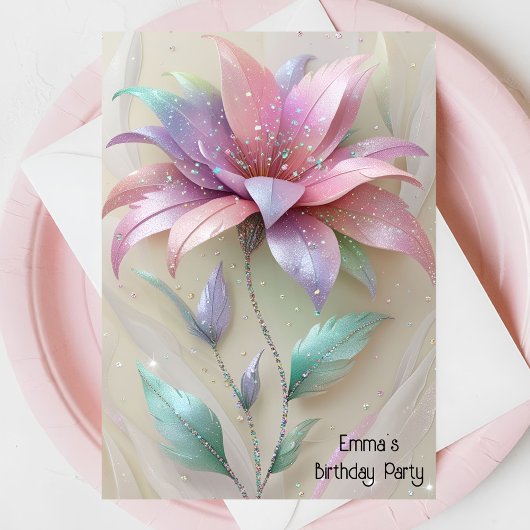 Neuer Geburtstag der rosa Blume Einladung