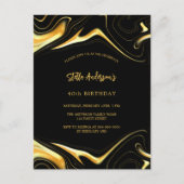 Neuer Geburtstag von Black Gold Einladungspostkarte (Vorderseite)