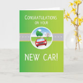 Neuer Glückwunsch an das Auto auf der Straße Karte (Gelbe Blume)