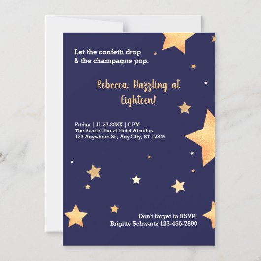 Neuer GoldGeburtstag Magneteinladung (Vorderseite)