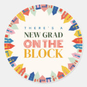 Neuer Grad auf dem Abschluss Blockkids Runder Aufkleber (Vorderseite)