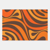 Neuer Groove Retro Swirl Abstrakter 70er Orange Br Geschenkpapier Set (Vorderseite)