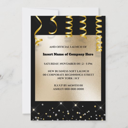 Neuer Großer Eröffnungs-Lorbeerkranz in Gold rot Einladung (Rückseite)