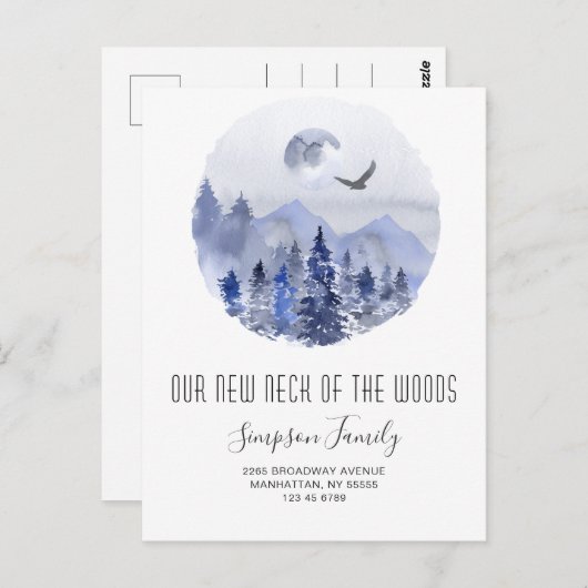 Neuer Hahn der Woods Moving Ankündigung Postkarte (Vorne/Hinten)