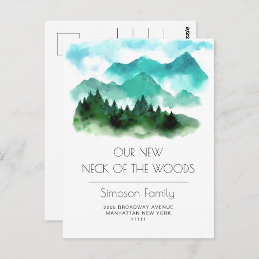 Neuer Hahn der Woods Moving Ankündigung Postkarte (Vorne/Hinten)