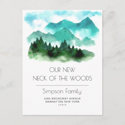 Neuer Hahn der Woods Moving Ankündigung Postkarte (Vorderseite)