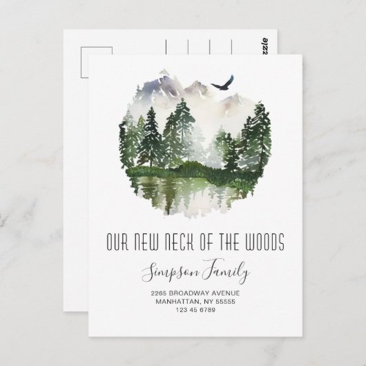 Neuer Hahn der Woods Moving Ankündigung Postkarte (Vorne/Hinten)