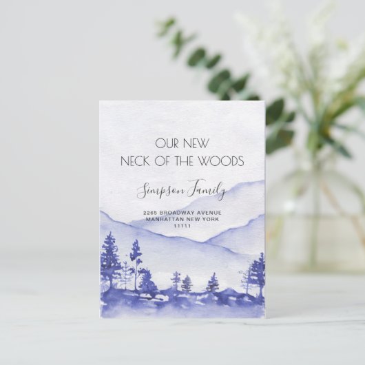 Neuer Hahn der Woods Moving Ankündigung Postkarte (Stehend Vorderseite)