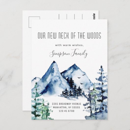 Neuer Hahn der Woods Moving Ankündigung Postkarte (Vorne/Hinten)