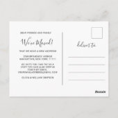 Neuer Hahn der Woods Moving Ankündigung Postkarte (Rückseite)