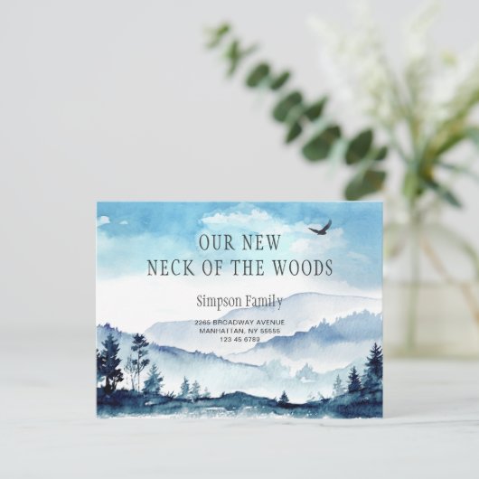 Neuer Hahn der Woods Moving Ankündigung Postkarte (Stehend Vorderseite)