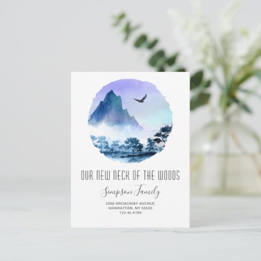 Neuer Hahn der Woods Moving Ankündigung Postkarte (Stehend Vorderseite)