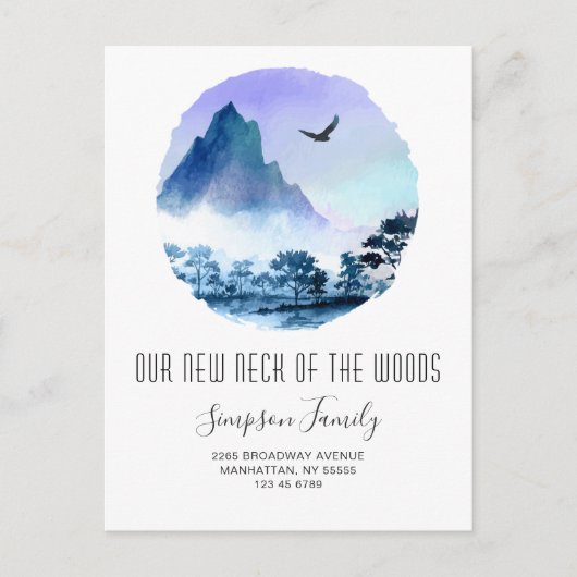 Neuer Hahn der Woods Moving Ankündigung Postkarte (Vorderseite)